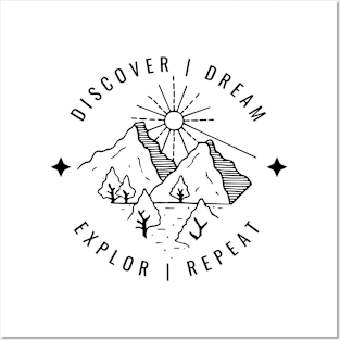 Discover, dream, explore, repeat T-shirt print | Travel and Adventures Posters and Art